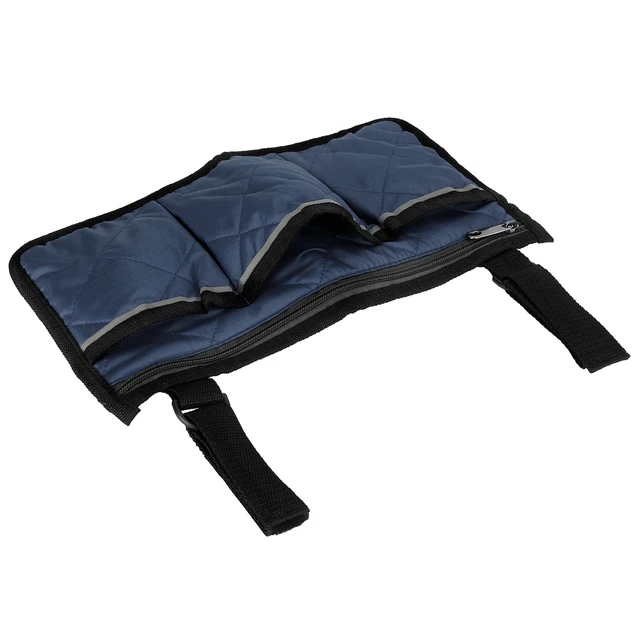 (Azul marino) Bolso colgante lateral multifuncional para silla de ruedas almacenamiento silla de oficina HG