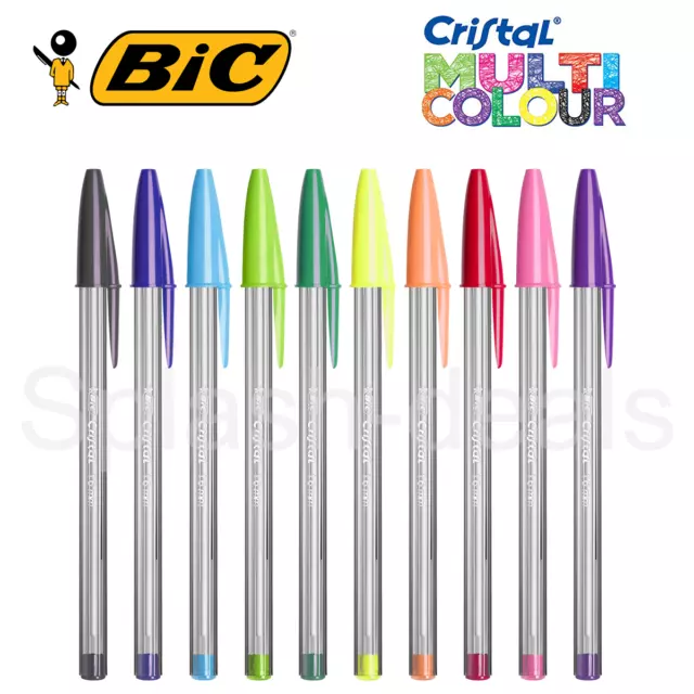 BIC Cristal Ball Colours Fun Multicolour Pens 1.6mm nib - Choose Any Colour