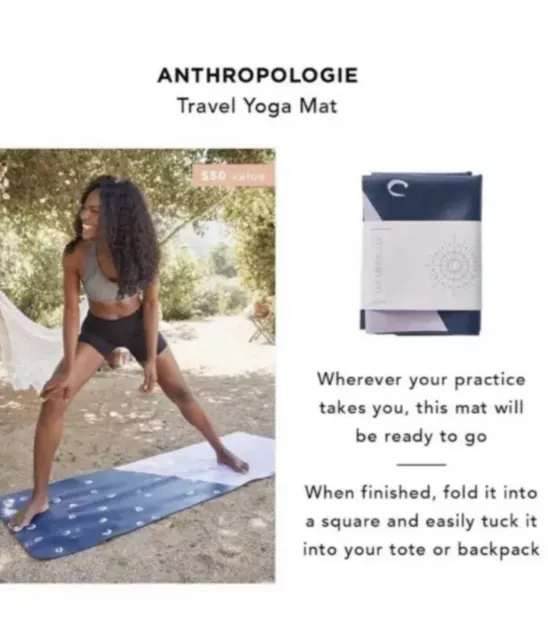 Anthropologie Live Mindfully Travel Yoga Mat 24 x 68 Blue
