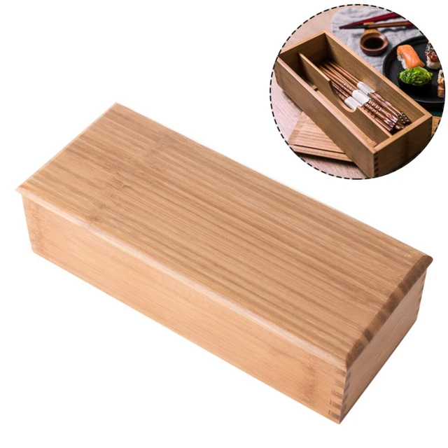 Caja de almacenamiento de cubiertos portátil para palillos de viaje bandeja contenedor