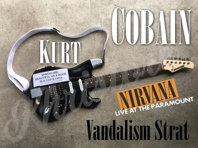 Kurt Cobain Vandalism Strat guitar Fender Squier NIRVANA *Live at the PARAMOUNT*