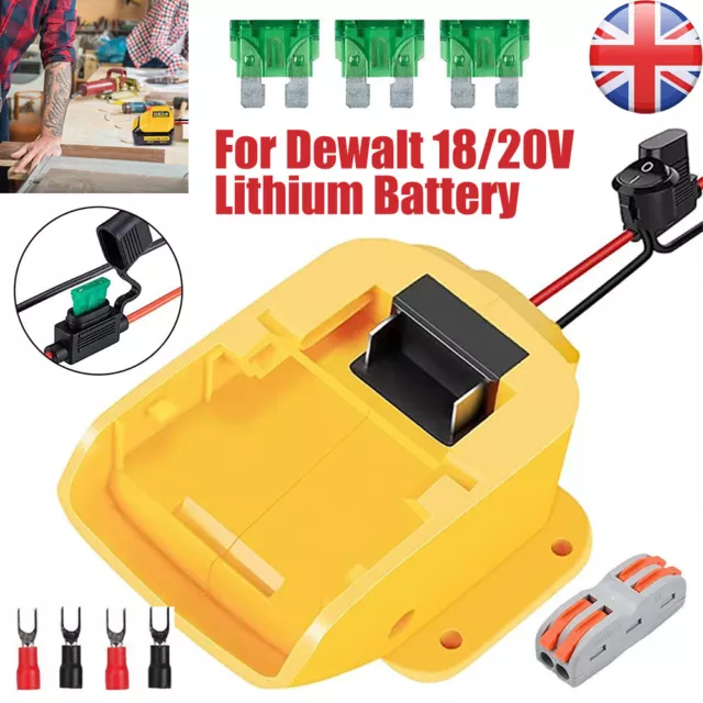 Adapter with Fuse & Switch Battery Converter for Dewalt 18/20V Lithium Battery