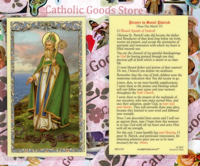 PRAYER TO SAINT Patrick - Laminated Holy Card 800-1259 £1.40 - PicClick UK