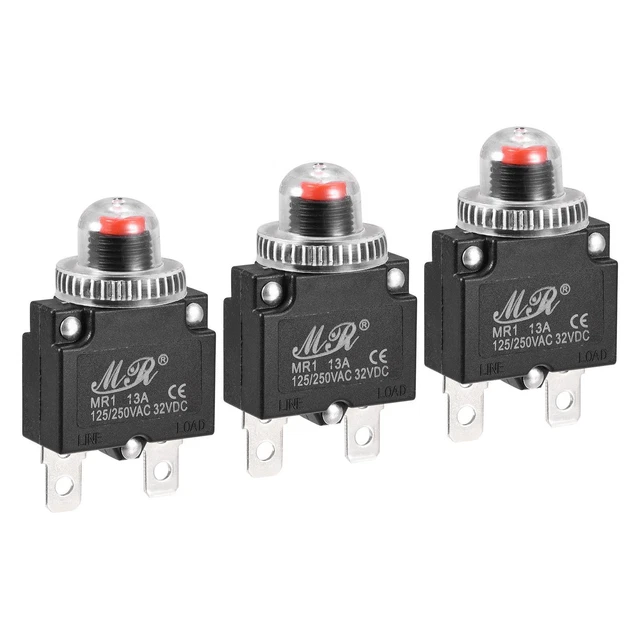 Circuito Sovraccarico Protettore 13A AC125/250V DC32V Premi Pulsante 3pz