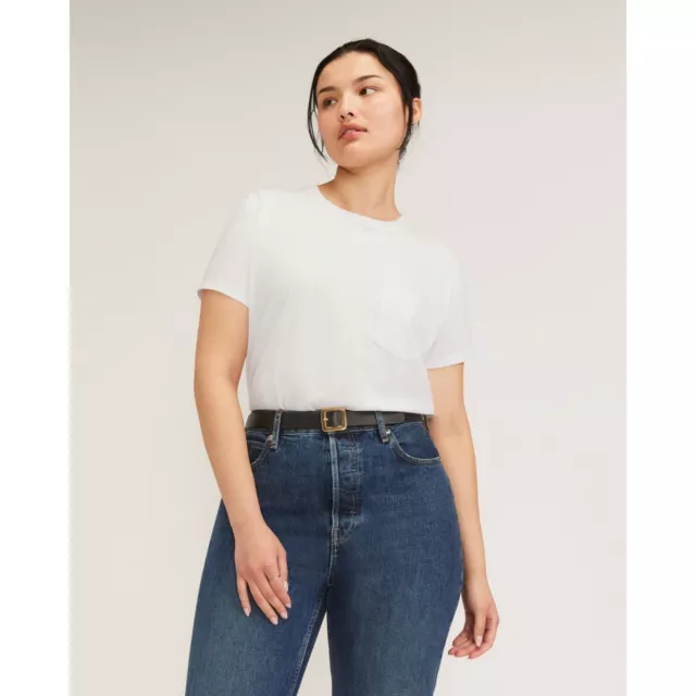 Everlane Womens The Organic Cotton Box-Cut Tee Pocket White M