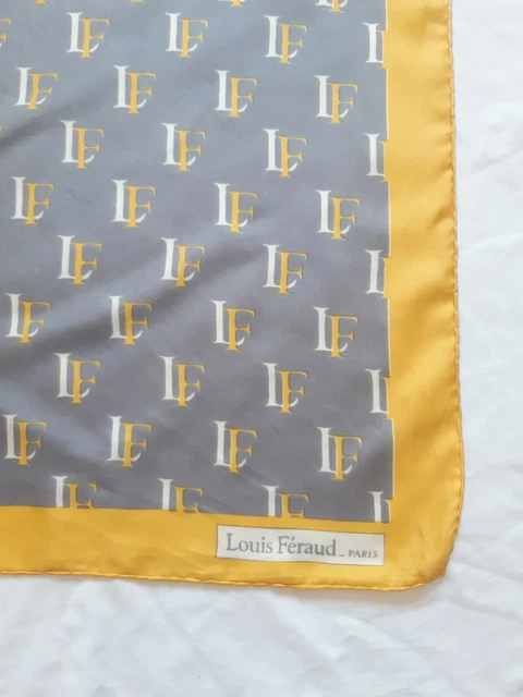 Foulard Carré De Soie Louis Féraud 82x82 Cm - Bords Roulottés - Occasion Très Bon état