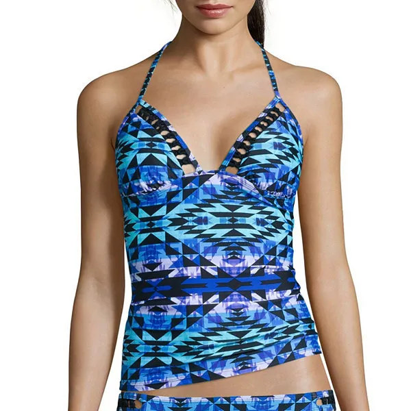 Arizona Print Triangle Tankini Swim Top Juniors Size S, M New Msrp $40.00