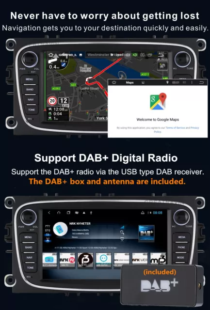 For Ford C/S-Max Mondeo Focus Car Stereo Head Unit DAB Radio GPS SAT NAV BT WiFi 3