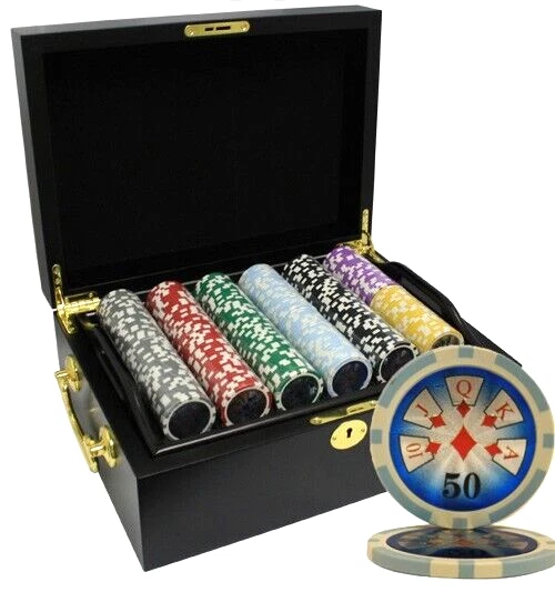 Mrc Poker 500Pcs 14G Laser Graphic High Roller Poker Chips Set With Mahogany Cas