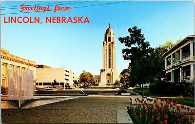 Lincoln Nebraska NE State Capitol Building With Tower & Sower Statue Postcard