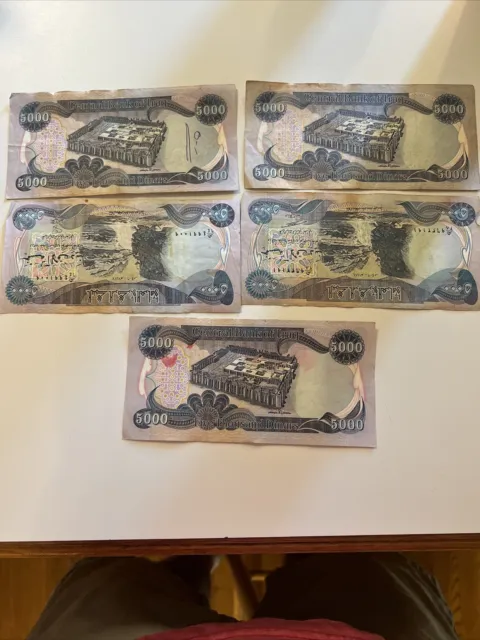 Iraq 5000 Dinars Banknotes USA seller (5 DINAR  BANKNOTES) Central Bank of Iraq