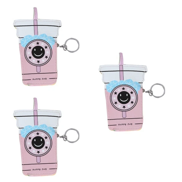 3 piezas Bolsas de monedas de cuero Bebidas Forma de bolsa de monedas Cartera creativa