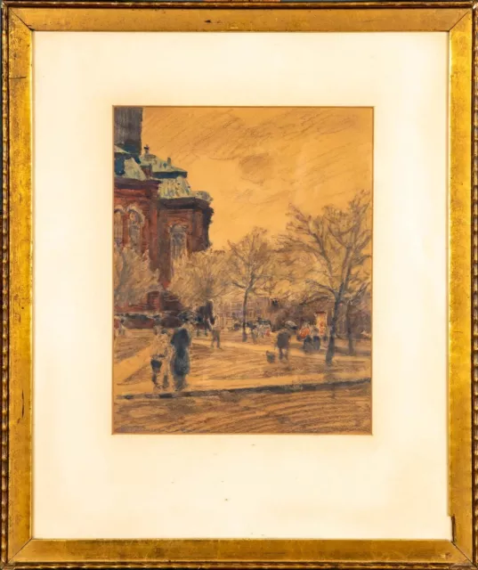 Friedrich Kallmorgen ,orig. Aquarell  "Hamburger Michel" um 1890, signiert