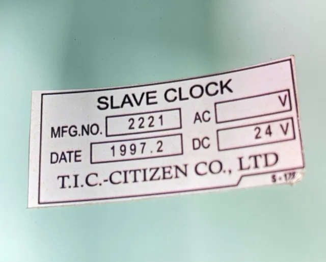 Tic Citizen 2221 Schiff Master Sklave Uhr Dial Rund 24VDC Elektrisch Doppel Side 14