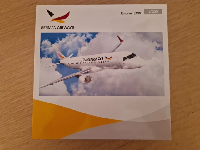Herpa Snap-Fit Modellino Aereo German Airways Embraer E190 Scala 1:100 - Miniatura Da Collezione In Plastica