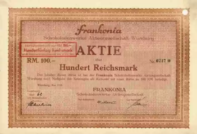 Frankonia Schokoladenwerke 1933 Würzburg Veitshöchheim Unterfranken Cémoi Gruppe