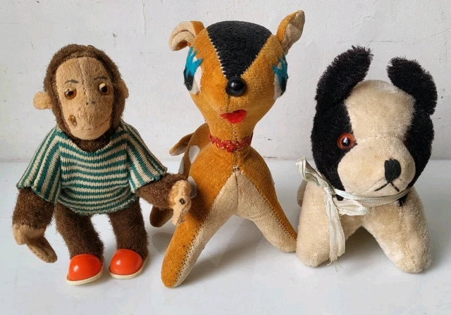 Ancien petit singe en peluche et paille Teddy Bear • EUR 37,00