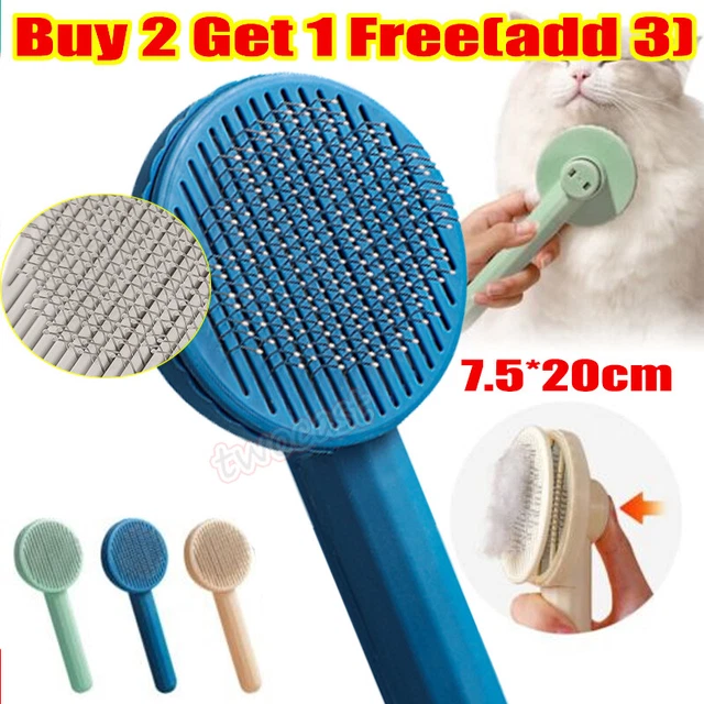 Pet Dog Cat Brush Self Cleaning Grooming Slicker Brush Massage Hair Comb Cleaner