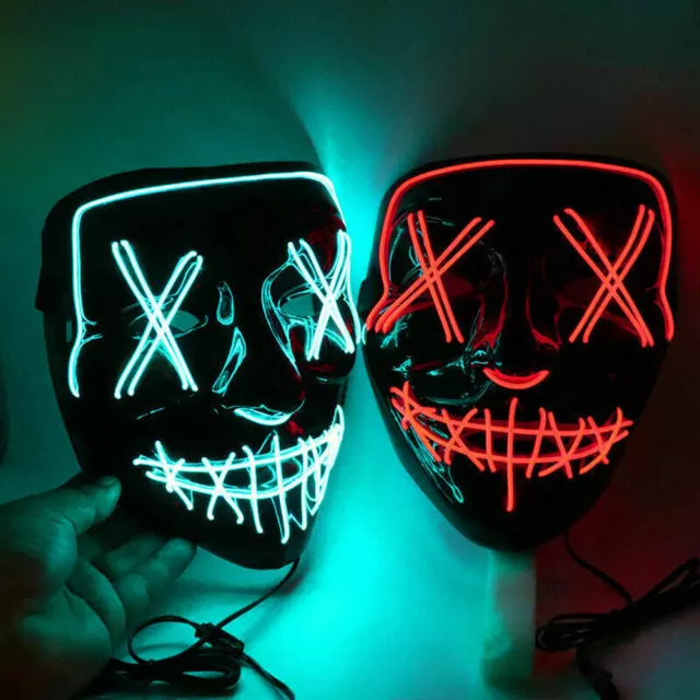 Halloween Clubbing Light Up LED Clown Full Face Mask Costume Cosplay Party  Props 
