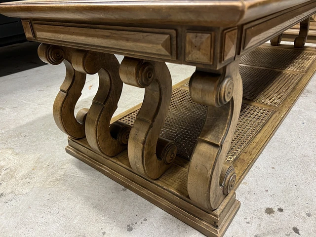 VINTAGE Oak Coffee Table and End Table Set with Slate Tray, 1960s