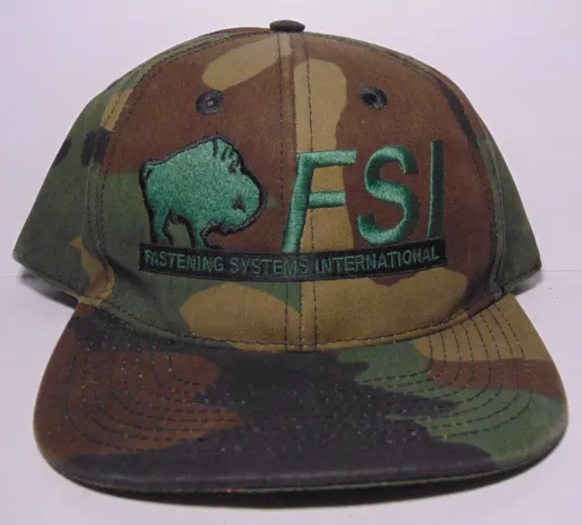 FSI Fastening Systems International Camouflage Snapback Trucker Hat Made In USA