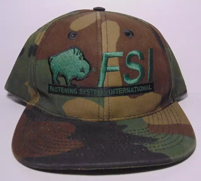 FSI Fastening Systems International Camouflage Snapback Trucker Hat Made In USA