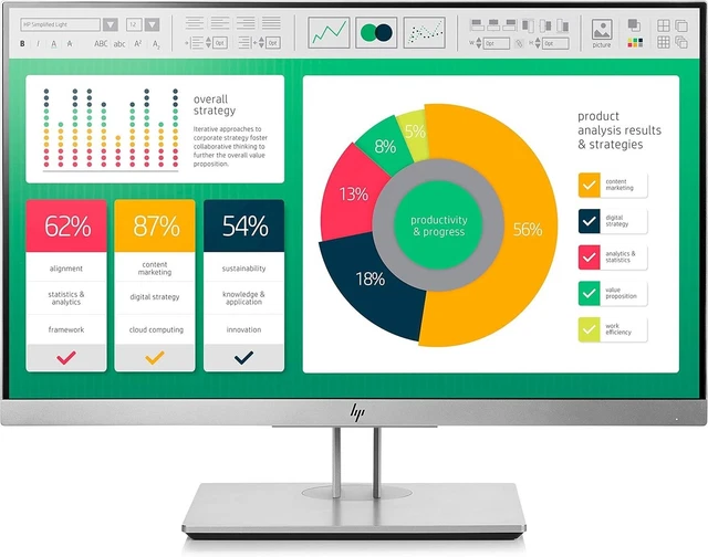 HP 21.5 inch Monitor EliteDisplay E223 FHD IPS HDMI VGA USB Hub DisplayPort