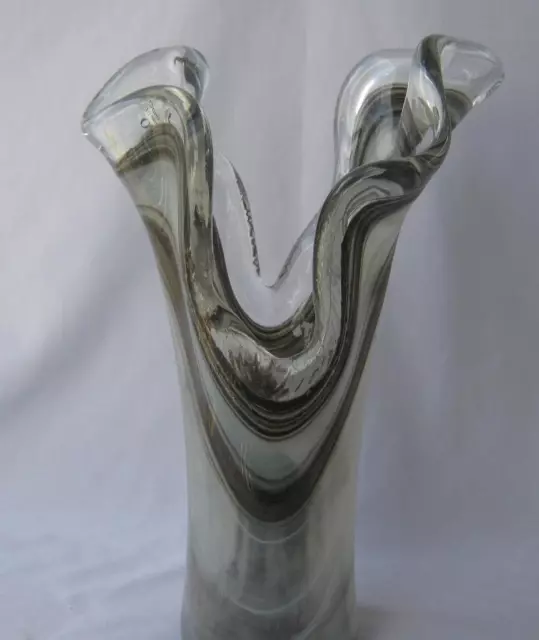 Genuine Italian Art Deco Glass Vase Onyx Gray Colors Tammaro Italy No 406 Murano