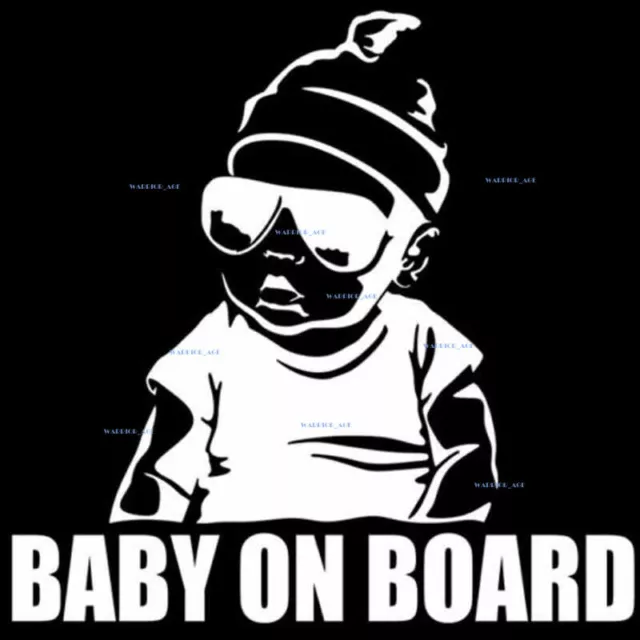 Baby on Board Vinyl Car Funny Sticker Decal for Window and Safety Sign-White