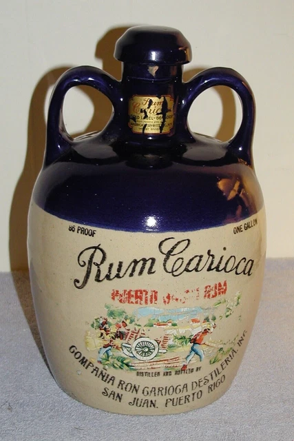 Vintage Rum Carioca Puerto Rican Rum Gallon Crock Style Jug w/Cork & Lid Empty