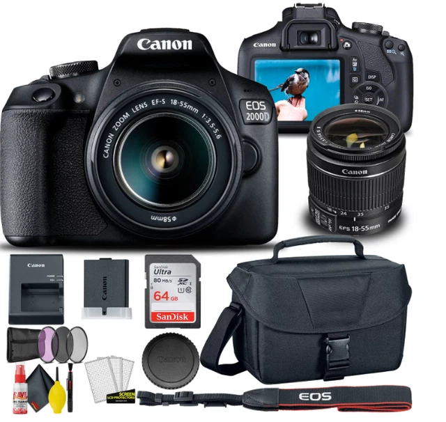 Canon EOS 2000D / Rebel T7 DSLR Camera with 18-55mm Lens  + Creative Kit