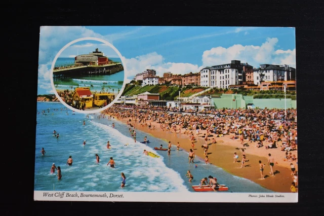 Postcard West Cliff Beach Bournemouth Dorset Posted 1979 by John Hinde Ltd