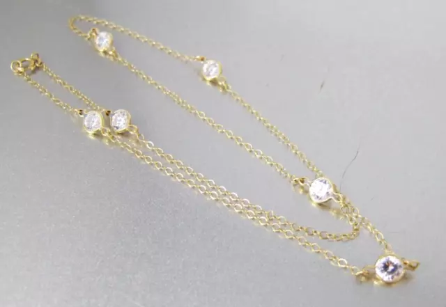 14K Yellow Gold Bezel Set Open Back CZ By the Yard Station Necklace