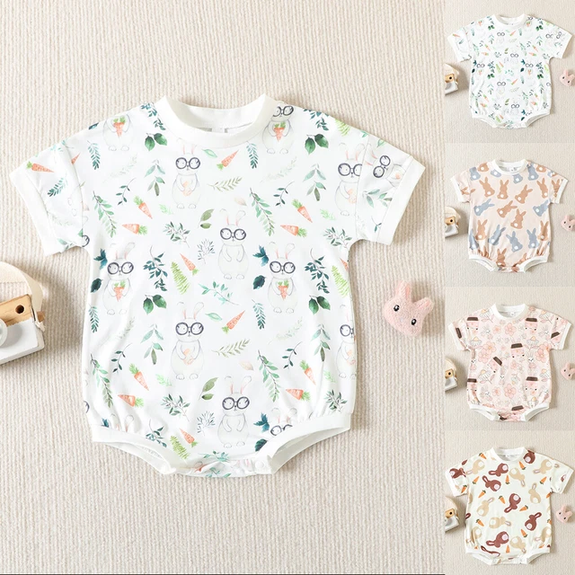 Newborn Baby Boy Girl Floral Rabbit Romper Outfits Summer Easter Bunny Jumpsuit
