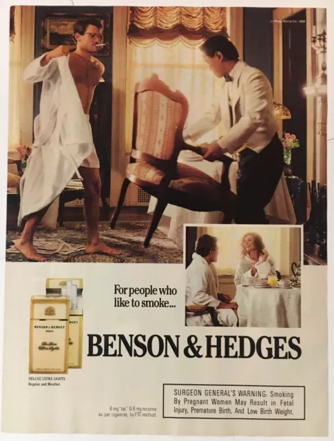 Benson & Hedges Cigarettes 1989 Vintage Print Ad 8x11 Inches Wall Decor