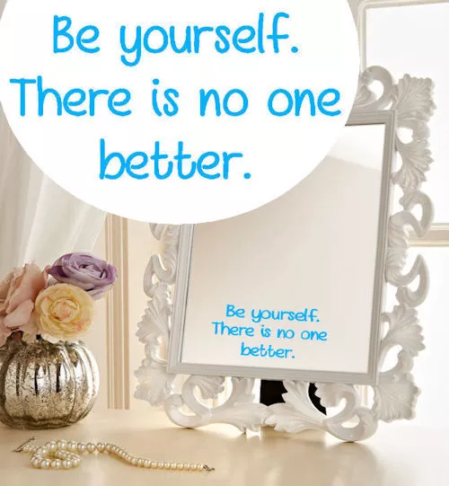 Daily Mantra Positive Thinking Be Yourself Happy Sticker Home Wall Mirror Decal