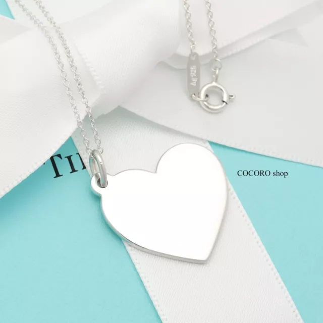Tiffany & Co. Heart Tag Pendant Necklace 16.1" Sterling Silver w/Pouch