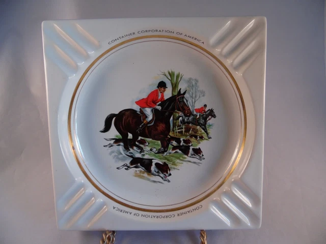 Vintage Hyalyn Ashtray Fox Hunt #615 Container Corporation of America