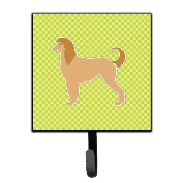"Caroline's Treasures Afghan Hound Checkerboard Green Leash or Key Holder BB3...