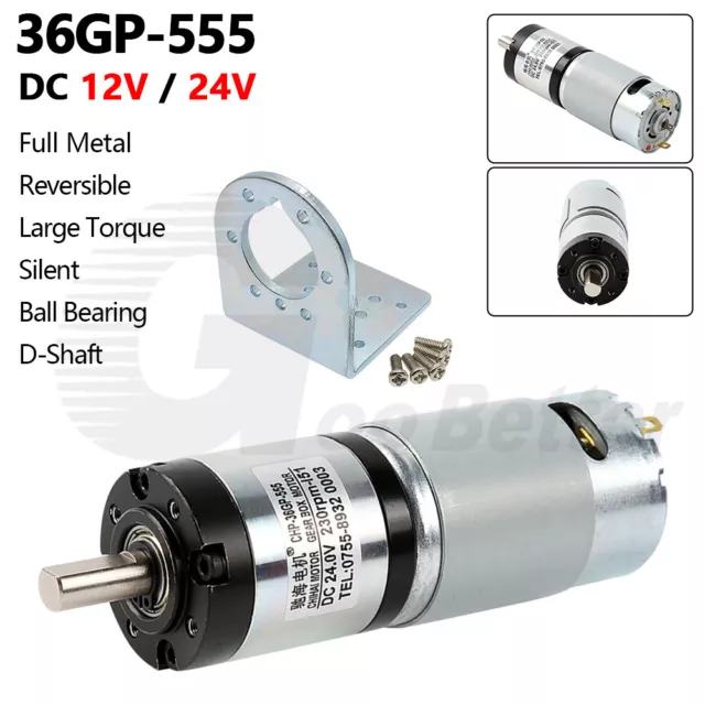 Micro 36mm Gearmotor DC 12V 24V Metal Planetary Gearbox Motor Reduction 36GP-555