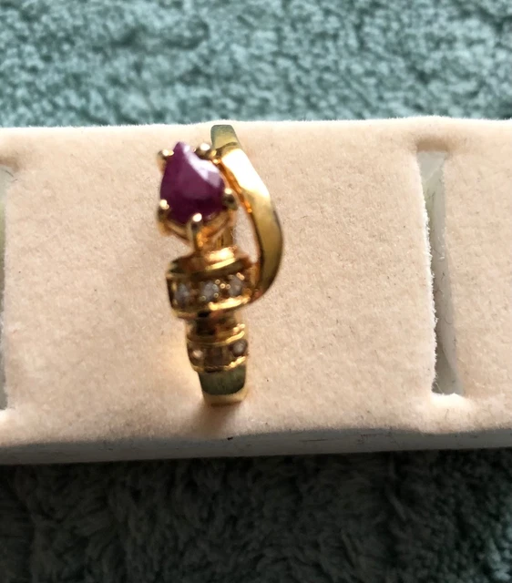 Bague Dolly-Bijoux Taille 52 - Fleur Rubis Et Diamant Cz - Plaqué Or 18K - Made In France - Neuf Avec étiquettes
