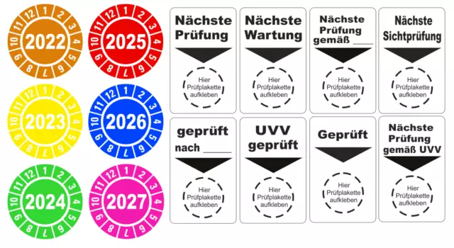 UVV Plaketten Jahresplaketten ODER Grundplaketten Unterlage Prüfplaketten