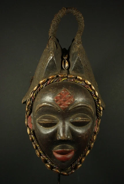 African Black Okuyi helmet mask - PUNU tribe - Gabon, TRIBAL ART,  CRAFTS 3