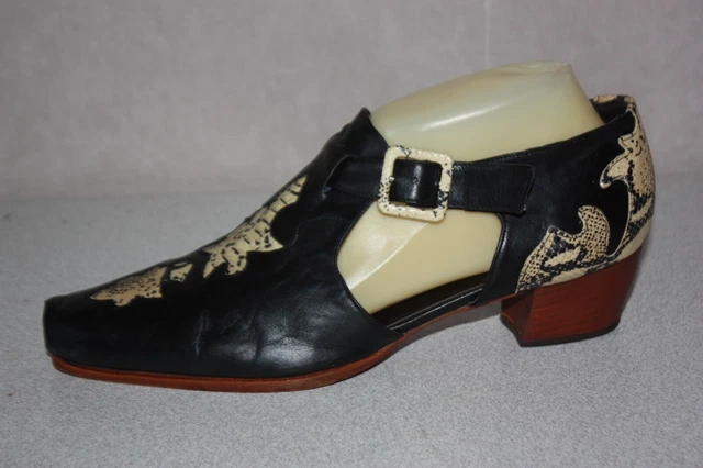 Escarpins San Marina Occasion - Cuir Noir, Bouts Carrés, Brides - Taille 40 - Talons Bas - Traces D'usage