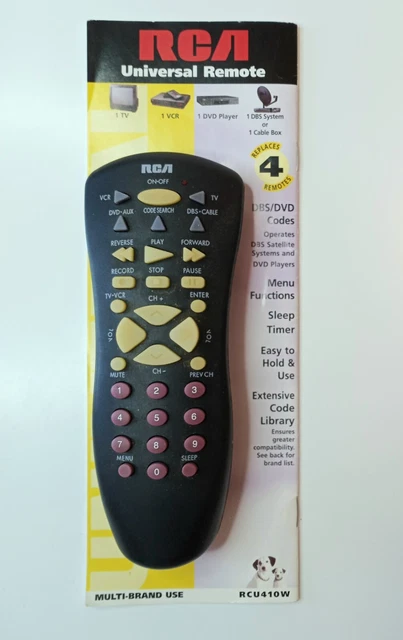 Genuine RCA TV VCR Cable Universal Remote Control RCU410W Easy to Program