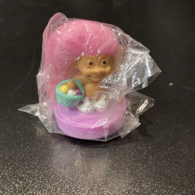 Troll Doll 1 1/2" Russ Easter Rubber Stamp "You're My Honey Bunny" Pink Hair