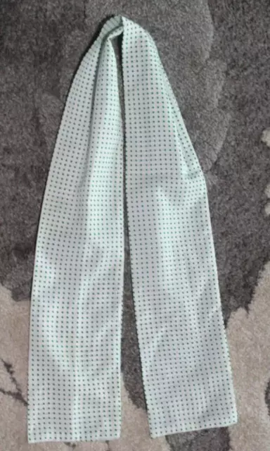 Lightweight Fashion Accent Neck Scarf White Dk Green Polka Dots 5x42" Silky