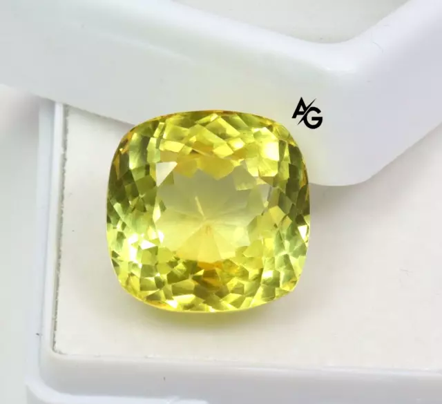 GIE Certified Natural Yellow Sapphire Cushion Shape Cut Gemstone 17.20Cts