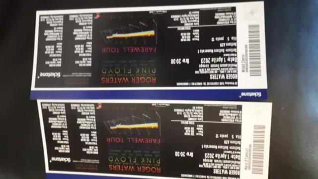 2 Biglietti affiancati concerto Roger Waters 01/04/23 Mediolanum Forum - Milano