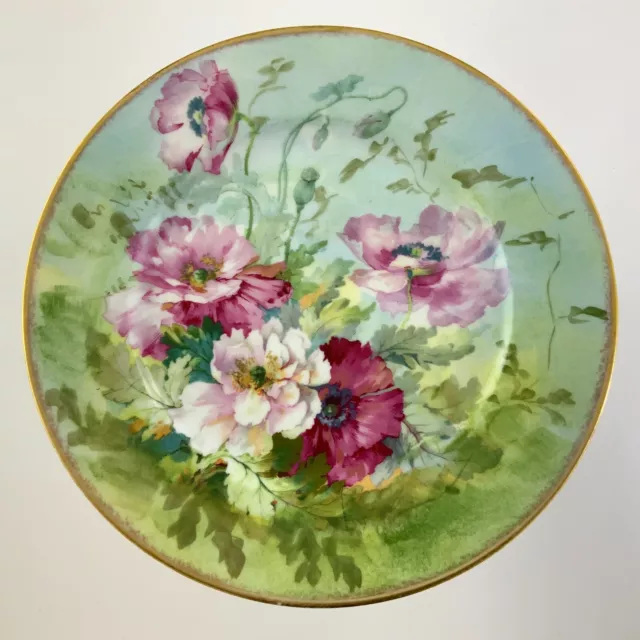 Beautiful Limoges Floral Hand Painted Plate Pink Flowers Art Nouveau EE252